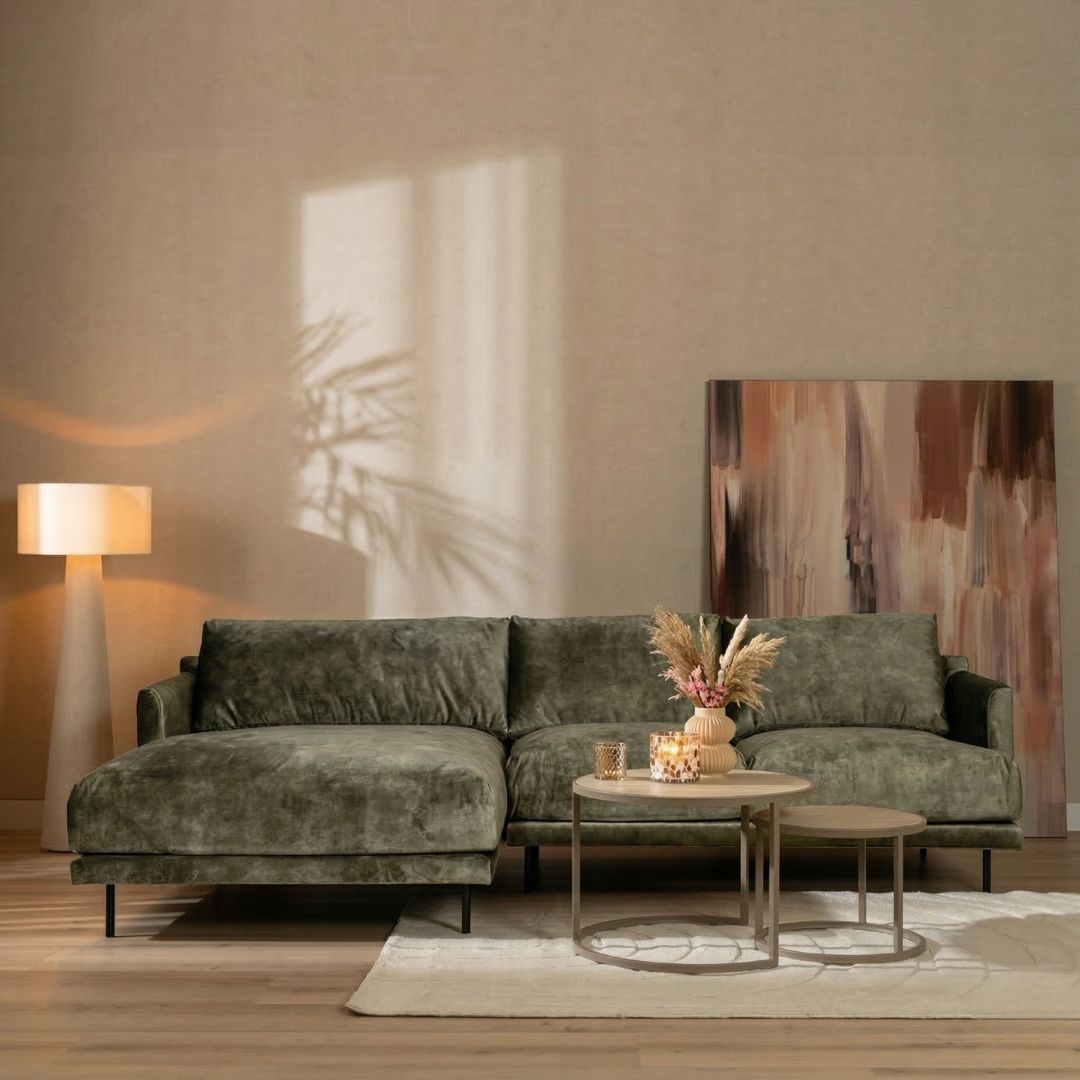 Ecksofa Denver Samt grün links