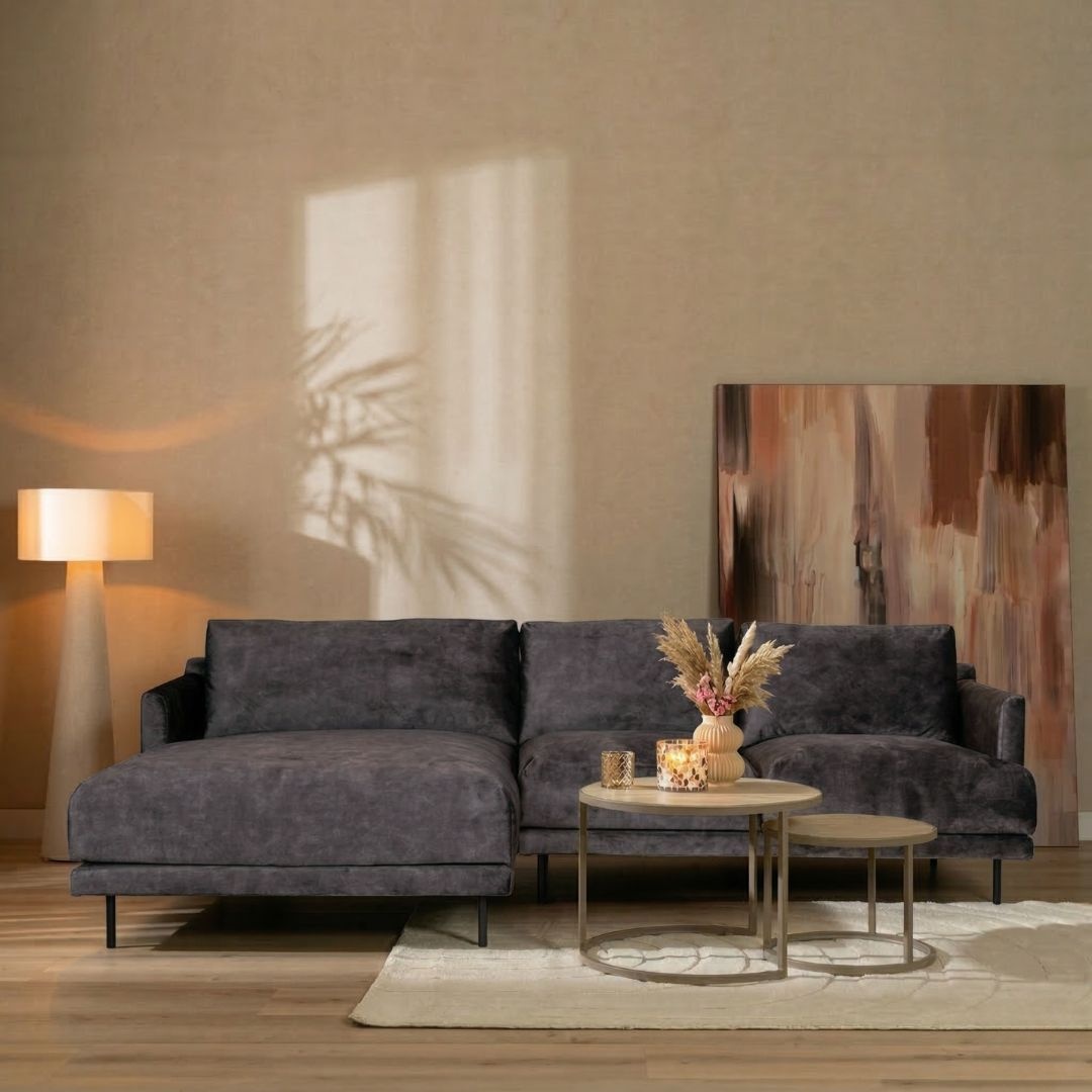 Ecksofa Denver Samt anthrazit links
