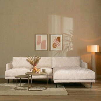 Ecksofa Denver Chenille weiß/beige rechts
