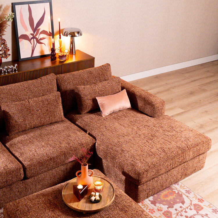 U-Sofa Kyle 6-Sitzer Chenille rot