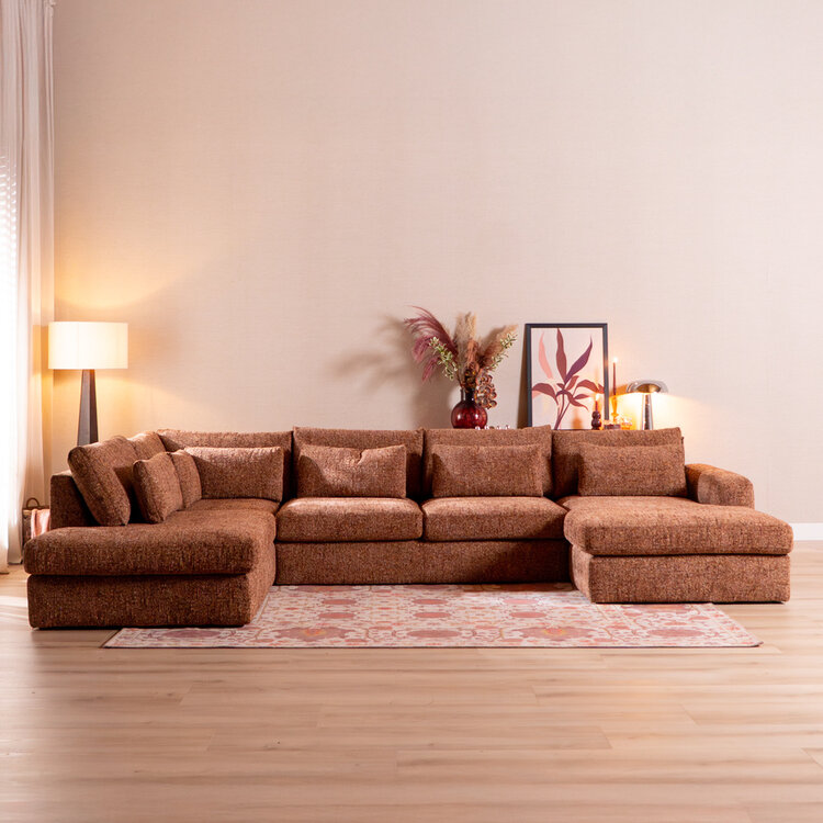 U-Sofa Kyle 6-Sitzer Chenille rot