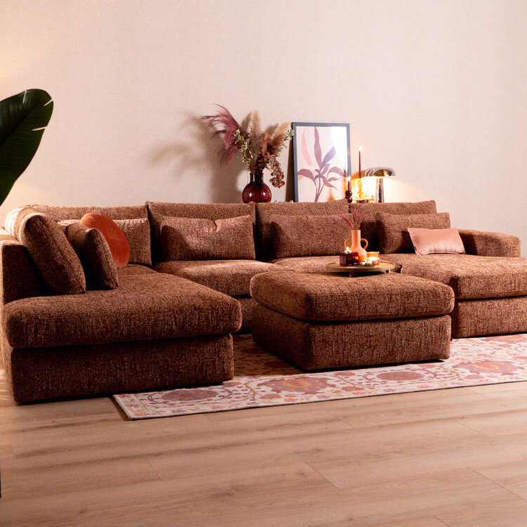 U-Sofa Kyle 6-Sitzer Chenille rot