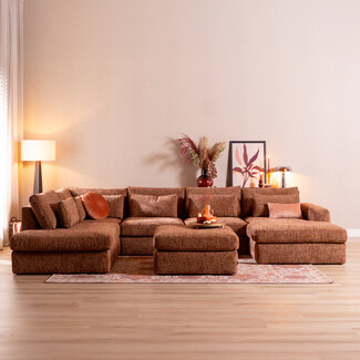 U-Sofa Kyle 6-Sitzer Chenille rot