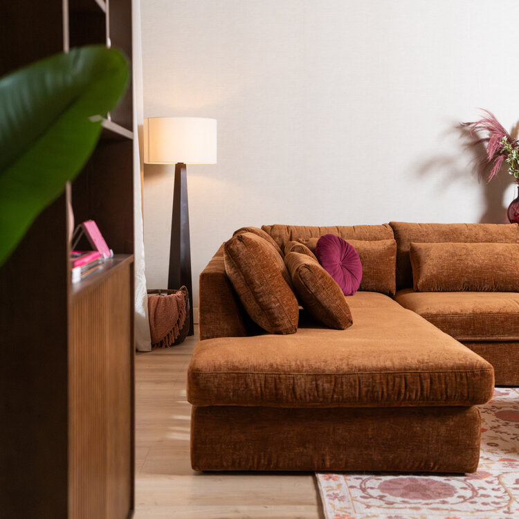 Ecksofa Kyle chenille kupfer links