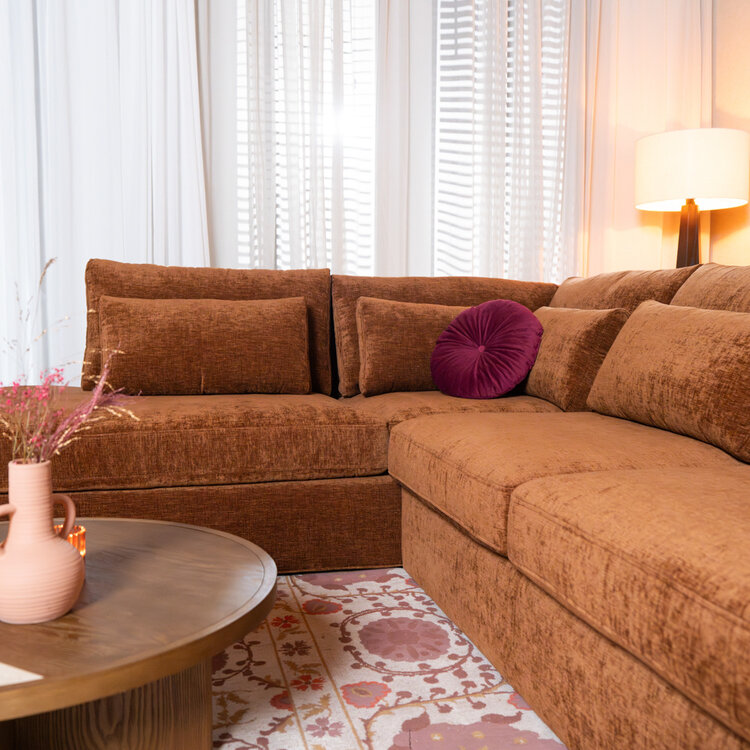 Ecksofa Kyle chenille kupfer links