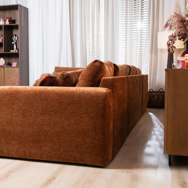 U-Sofa Kyle 6-Sitzer Chenille kupfer
