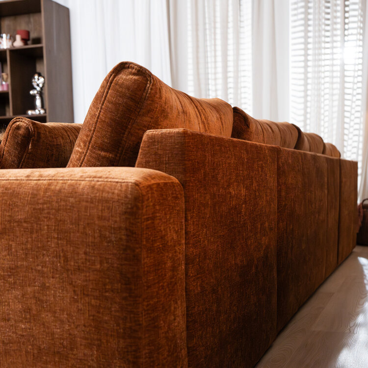 U-Sofa Kyle 6-Sitzer Chenille kupfer