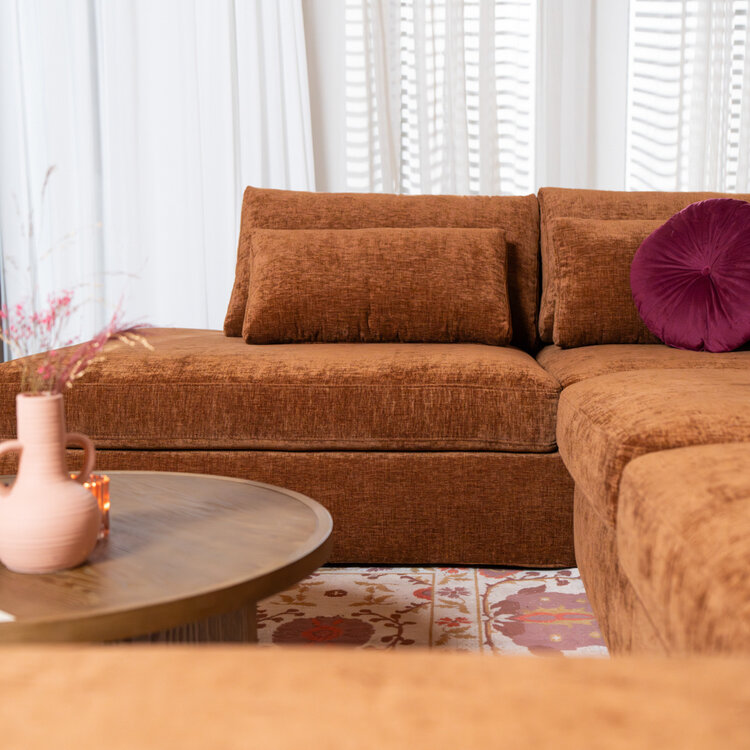 U-Sofa Kyle 6-Sitzer Chenille kupfer