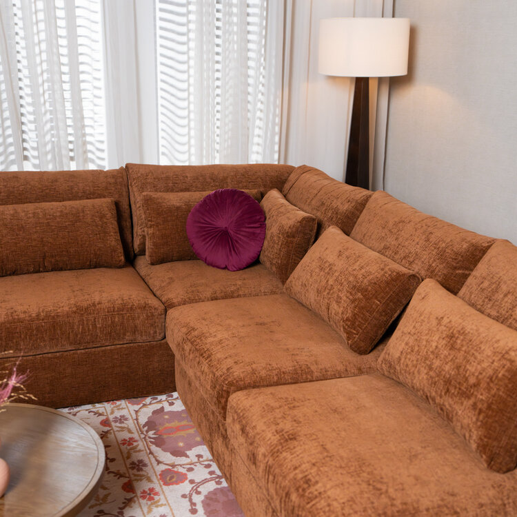 U-Sofa Kyle 6-Sitzer Chenille kupfer