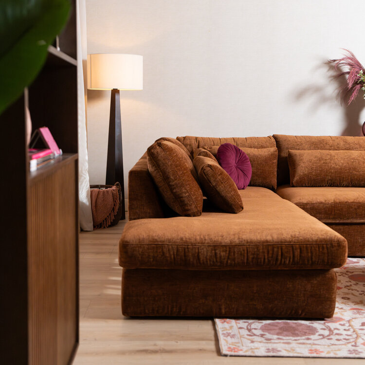 U-Sofa Kyle 6-Sitzer Chenille kupfer