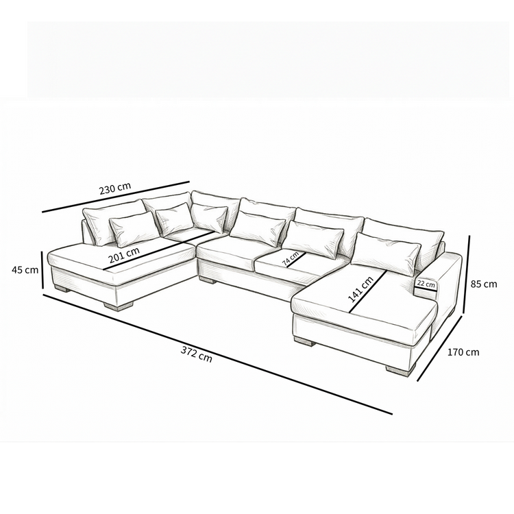 U-Sofa Kyle 6-Sitzer Chenille kupfer
