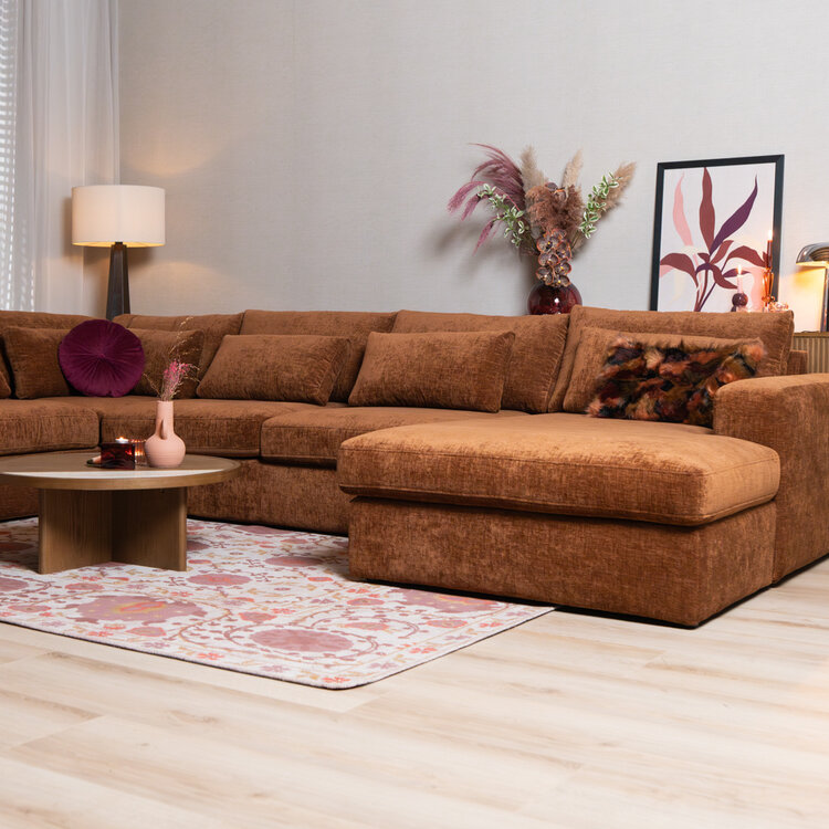 U-Sofa Kyle 6-Sitzer Chenille kupfer