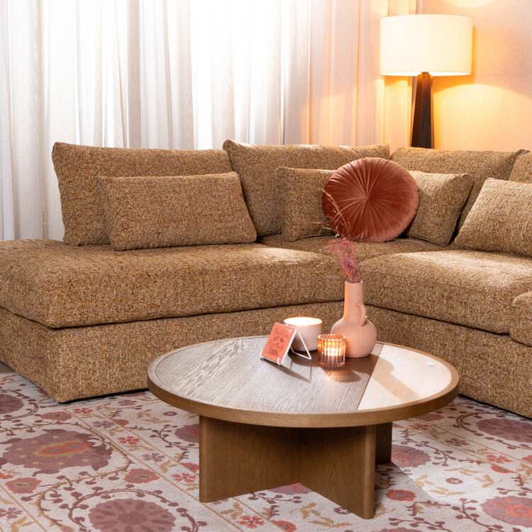 U-Sofa Kyle 6-Sitzer Chenille ockergelb