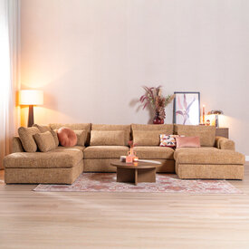 U-Sofa Kyle 6-Sitzer Chenille ockergelb