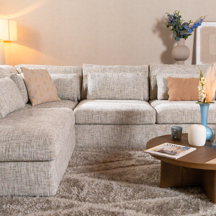 U-Sofa Kyle 6-Sitzer Chenille sand grey