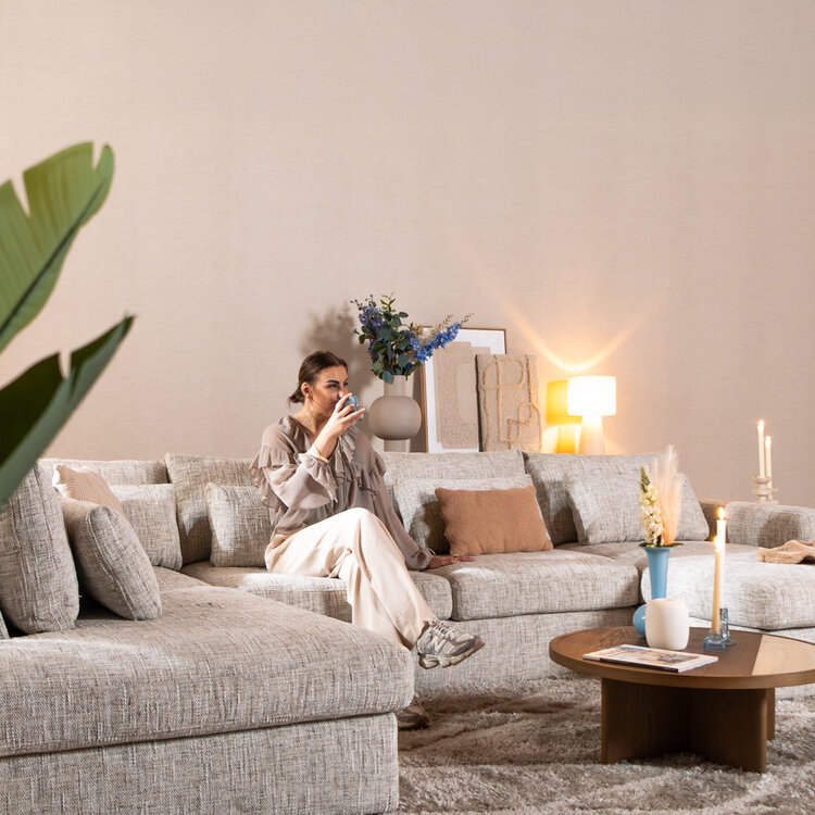 U-Sofa Kyle 6-Sitzer Chenille sand grey