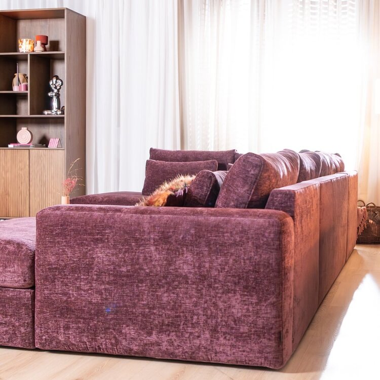 U-Sofa Kyle 6-Sitzer Chenille lila