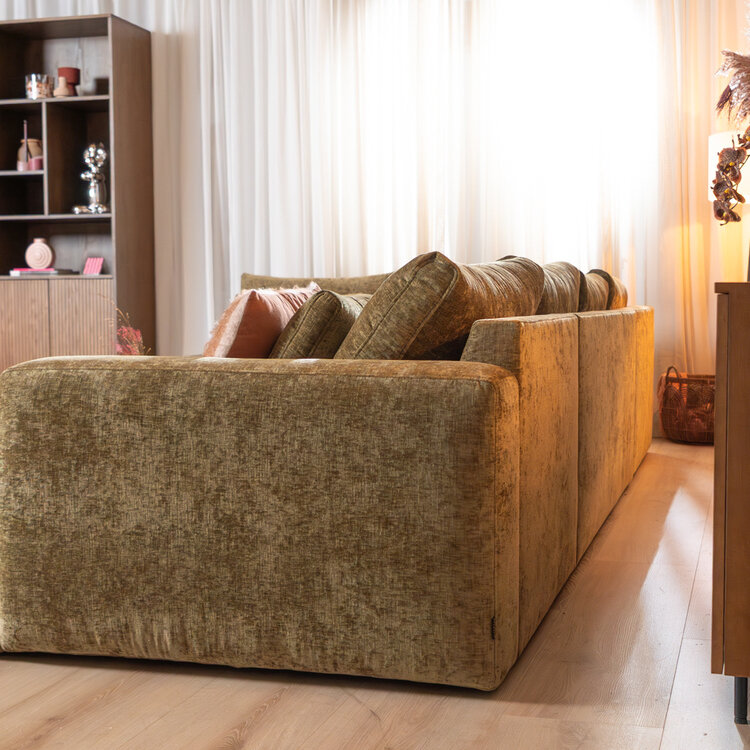 U-Sofa Kyle 6-Sitzer Chenille olive grün