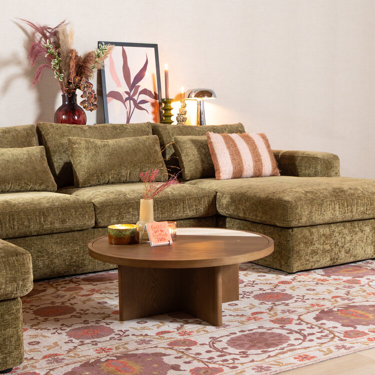 U-Sofa Kyle 6-Sitzer Chenille olive grün