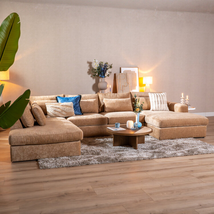 U-Sofa Kyle 6-Sitzer Chenille peach