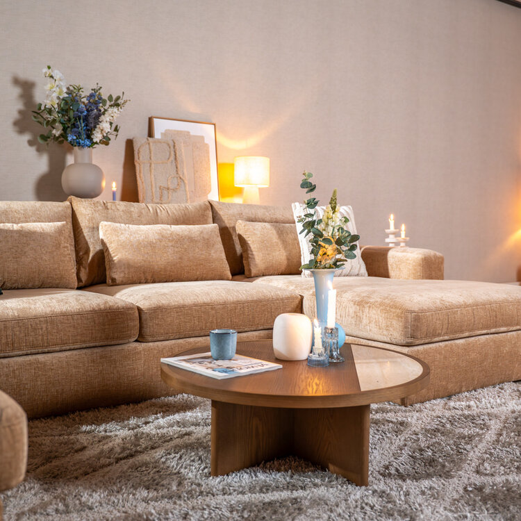 U-Sofa Kyle 6-Sitzer Chenille peach