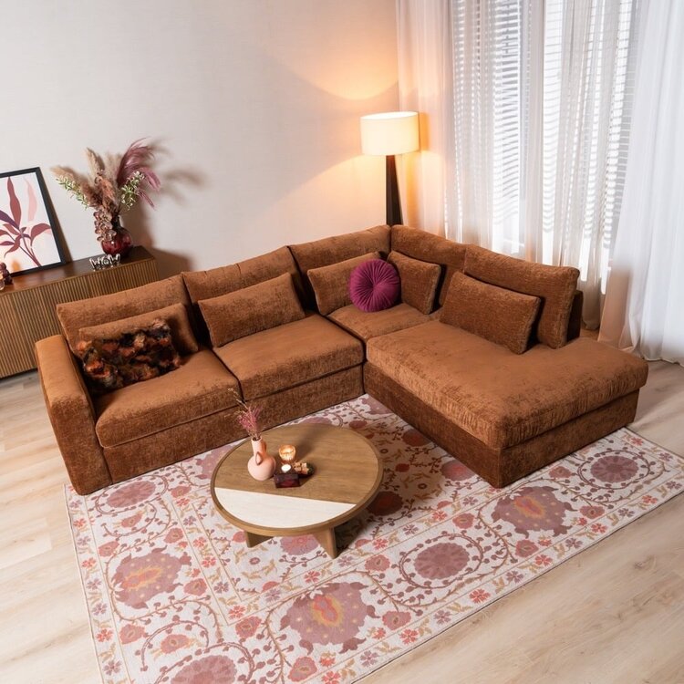 Ecksofa Kyle chenille kupfer rechts