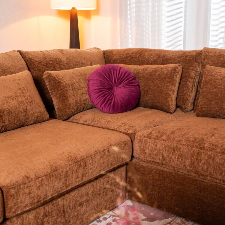 Ecksofa Kyle chenille kupfer rechts