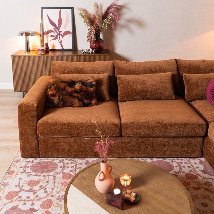 Ecksofa Kyle chenille kupfer rechts