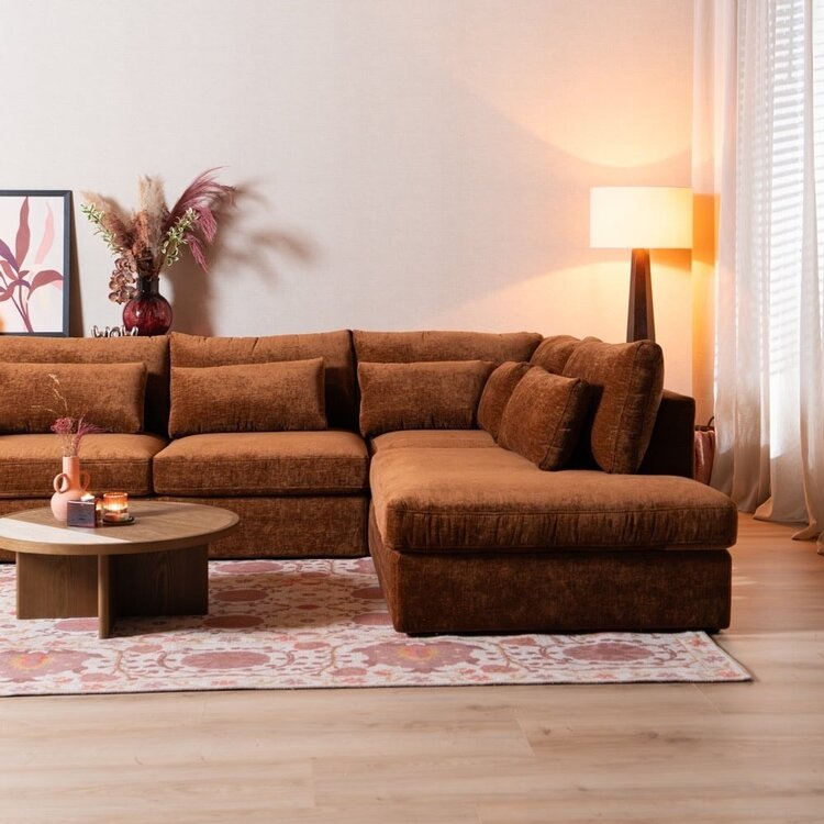 Ecksofa Kyle chenille kupfer rechts