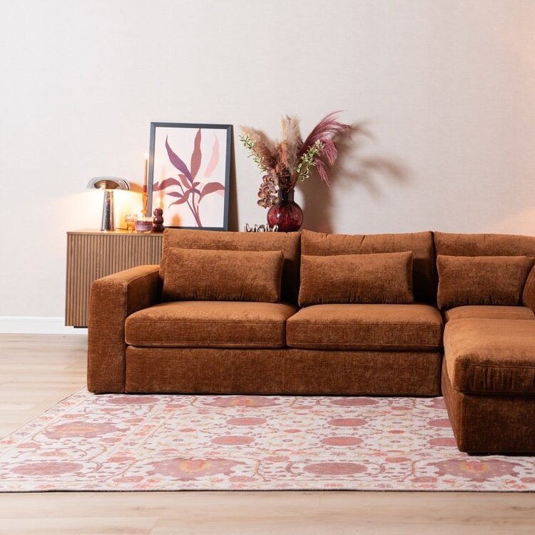 Ecksofa Kyle chenille kupfer rechts