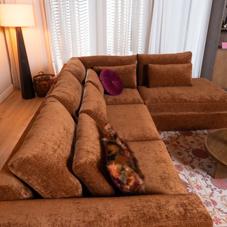 Ecksofa Kyle chenille kupfer rechts