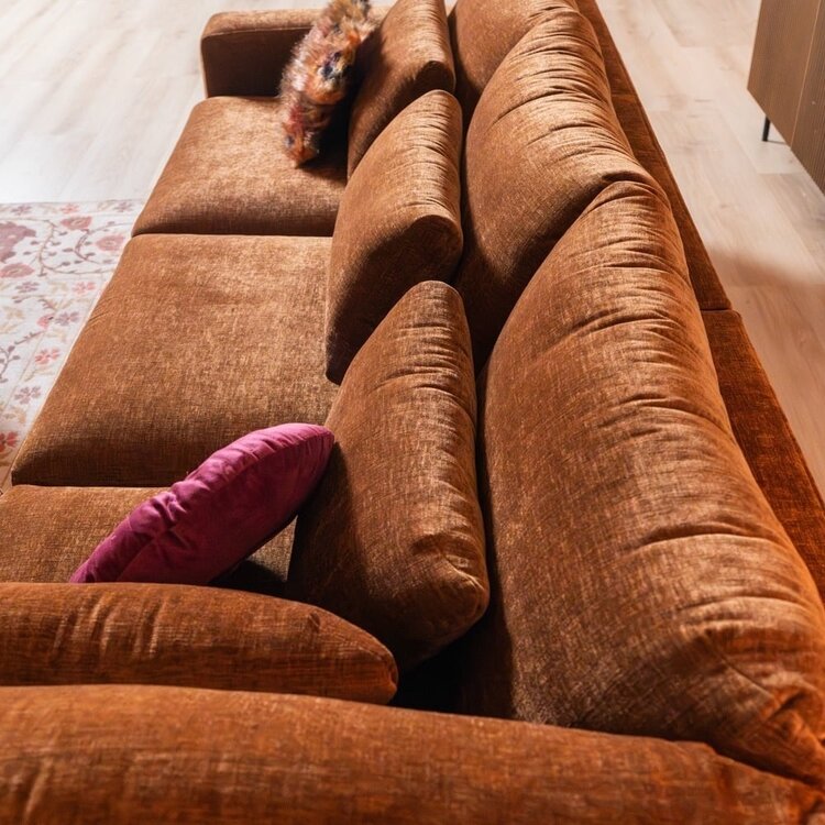 Ecksofa Kyle chenille kupfer rechts