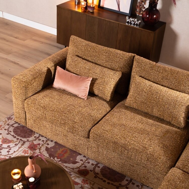 Ecksofa Kyle chenille ockergelb rechts