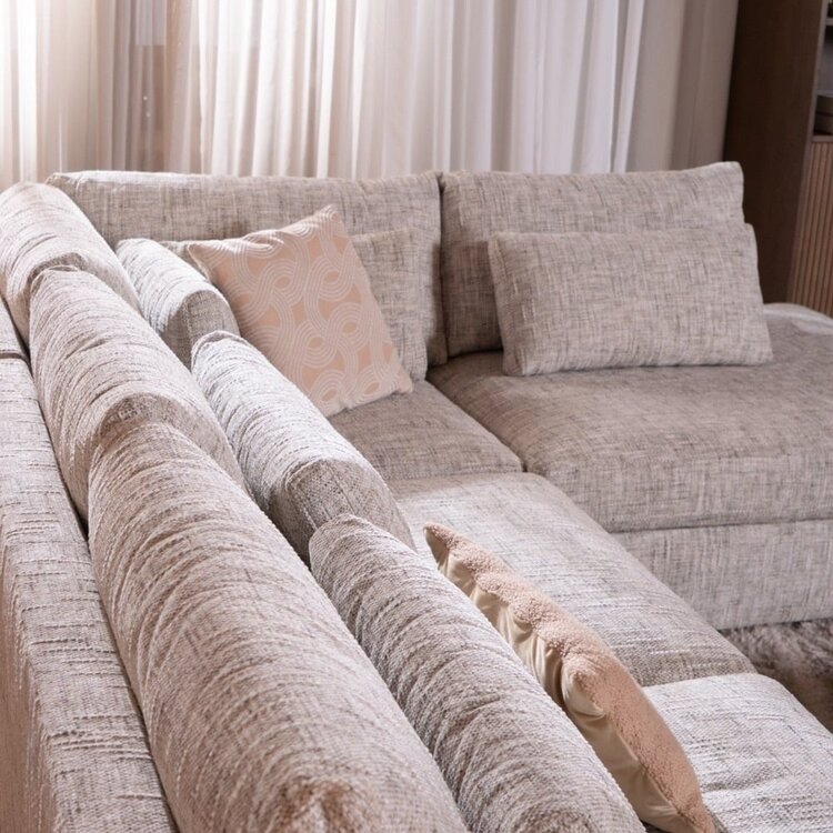 Ecksofa Kyle chenille sand grey rechts