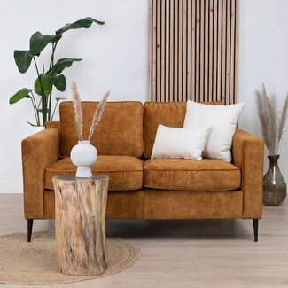 Samt Sofa 2-Sitzer Florida ockergelb/cognac