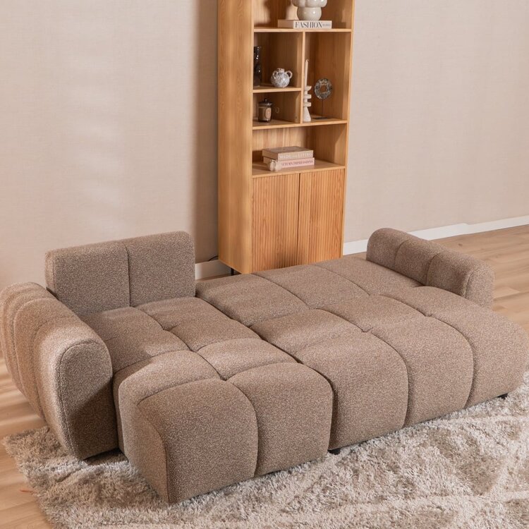 Schlafsofa 2-Sitzer Inka Bouclé Melange braun links/rechts