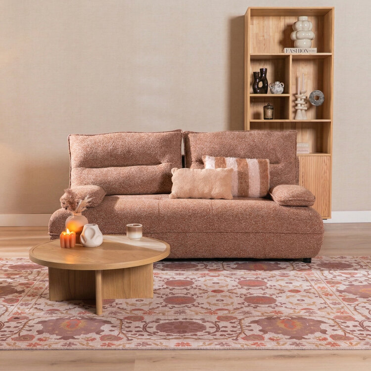 Schlafsofa 2-Sitzer Jona Bouclé Melange terrakotta
