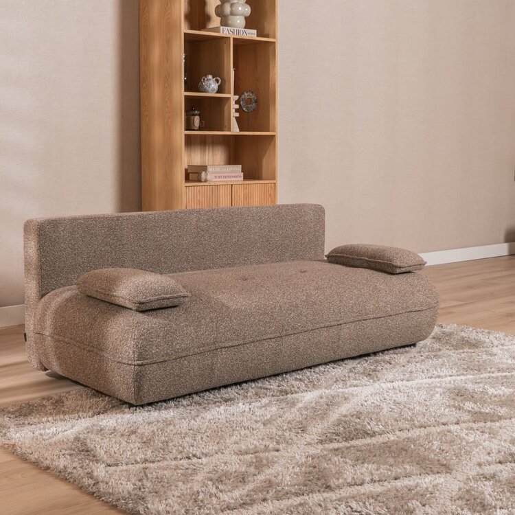 Schlafsofa 2-Sitzer Jona Bouclé Melange braun