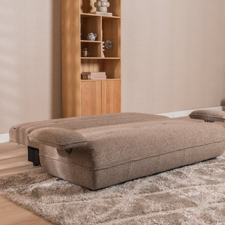 Schlafsofa 2-Sitzer Jona Bouclé Melange braun