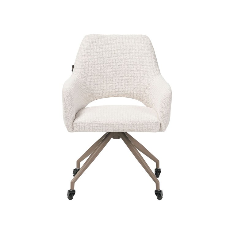 Esszimmerstuhl mit Rollen Mona melierter Stoff beige