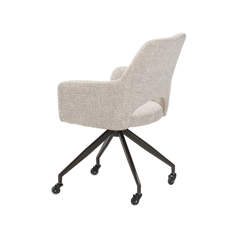 Esszimmerstuhl Mexx mit Rollen melierter Stoff Off white/Braun