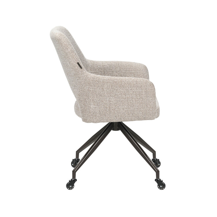 Esszimmerstuhl Mexx mit Rollen melierter Stoff Off white/Braun