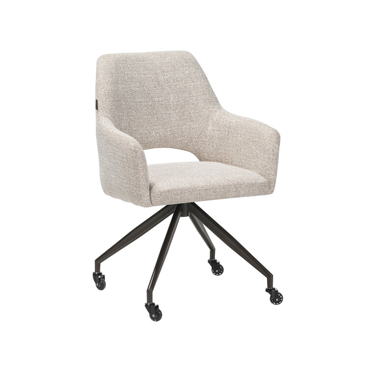 Esszimmerstuhl Mexx mit Rollen melierter Stoff Off white/Braun