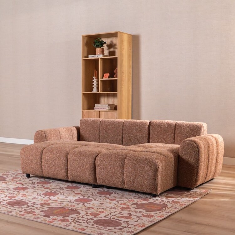 Schlafsofa 2-Sitzer Inka Bouclé Melange terrakotta links/rechts