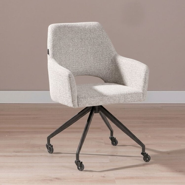 Esszimmerstuhl Mexx mit Rollen melierter Stoff Off white/Braun