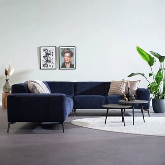 Ecksofa Vegas Samt dunkelblau links/rechts