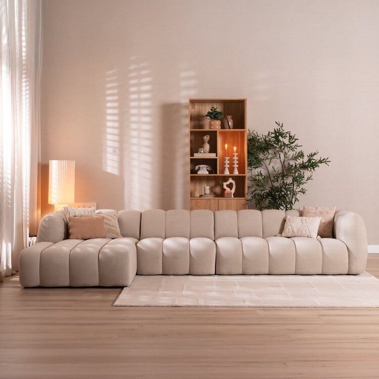 Ecksofa Luca XL Chenille Beige links