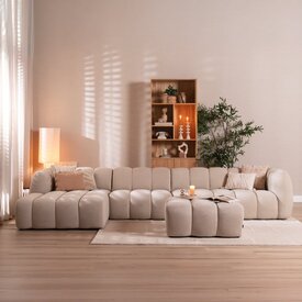 Ecksofa Luca XL Chenille Beige links