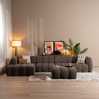 Ecksofa Luca XL Chenille Braun links