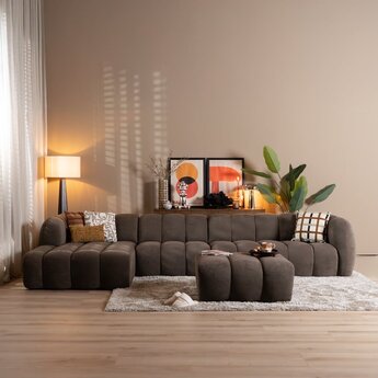 Ecksofa Luca XL Chenille Braun links